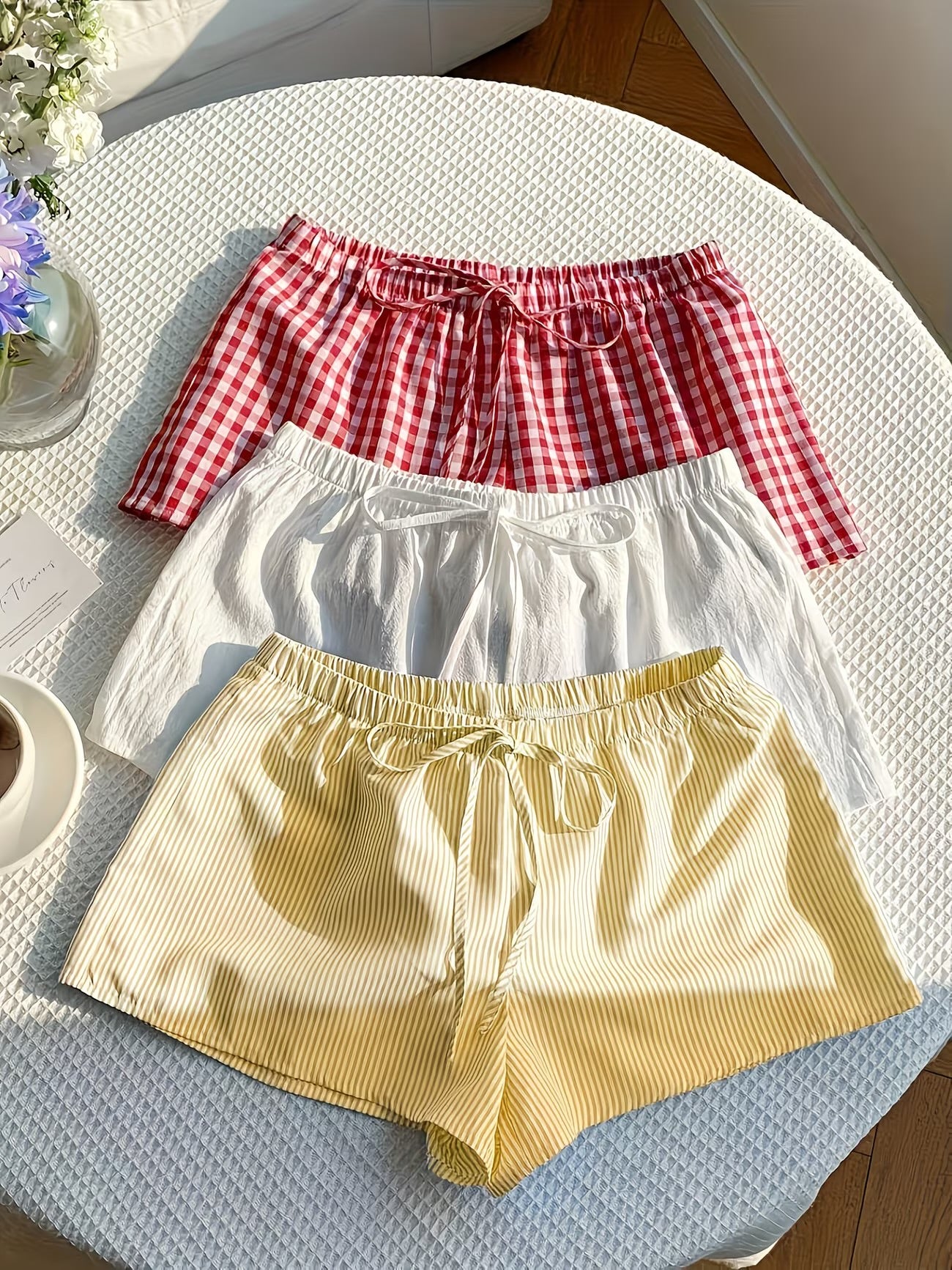 White Crinkle Shorts