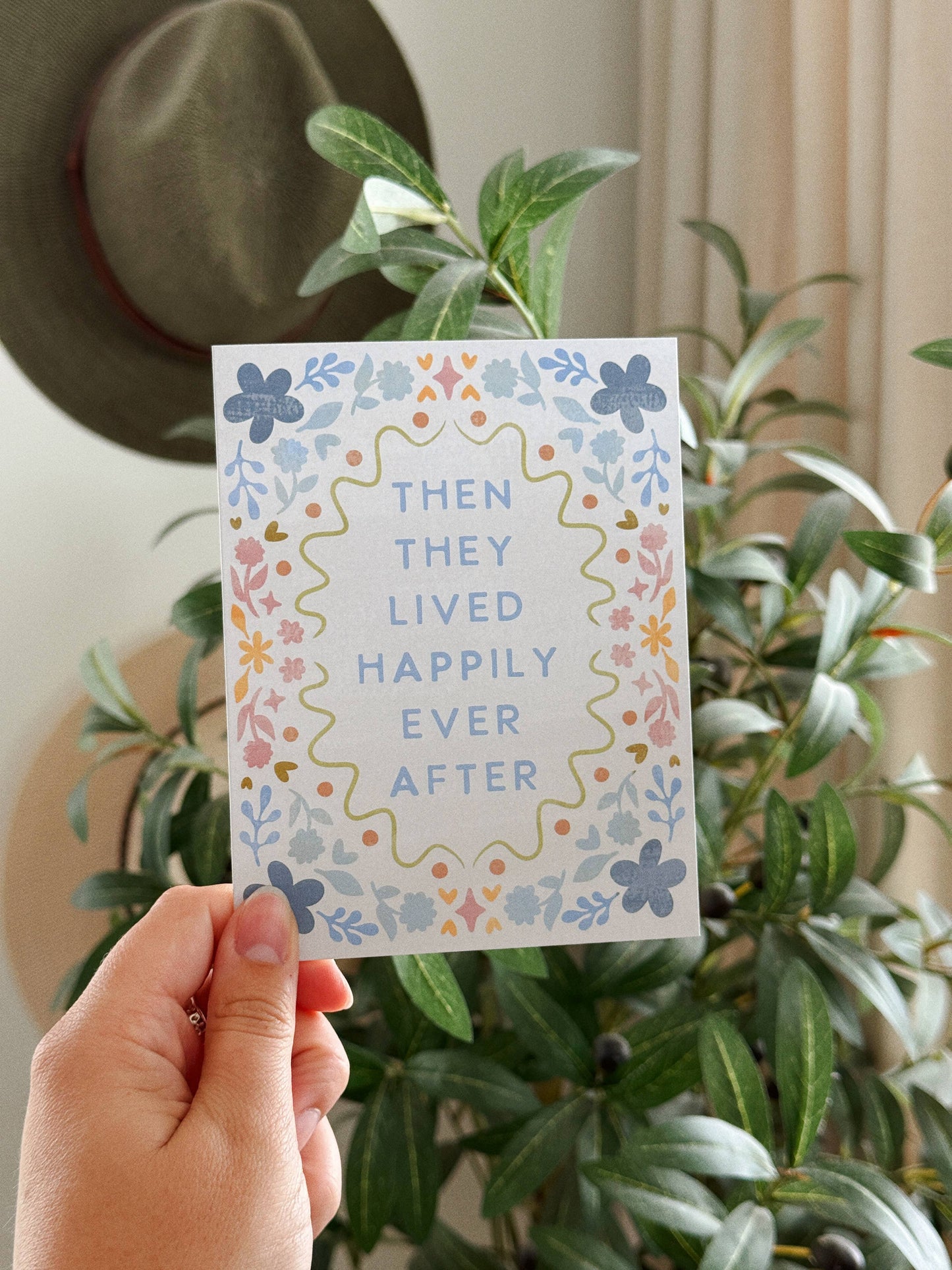 Happily Ever After  - Storybook Floral Folk Wedding Card