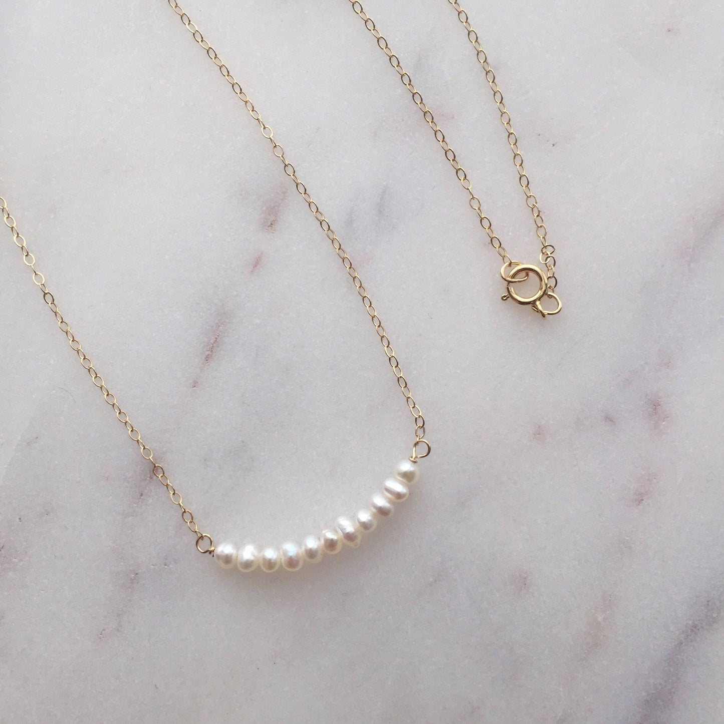 Hunter and Trove- Freshwater Pearls on 14K Rose Gold fill Necklace (Grace)