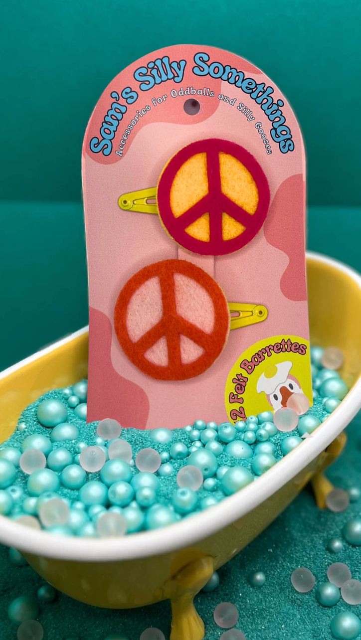 Peace Barrettes | Felt Barrettes | Hair Accessories