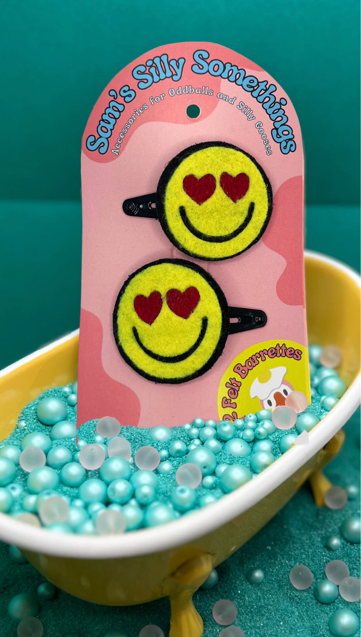 Heart Eye Barrettes | Felt Barrettes | Hair Accessories