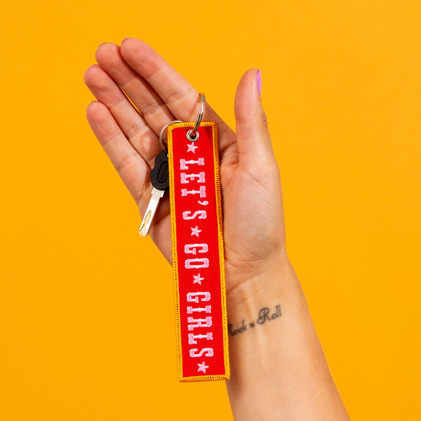 Let’s Go Girls Embroidered Keychain