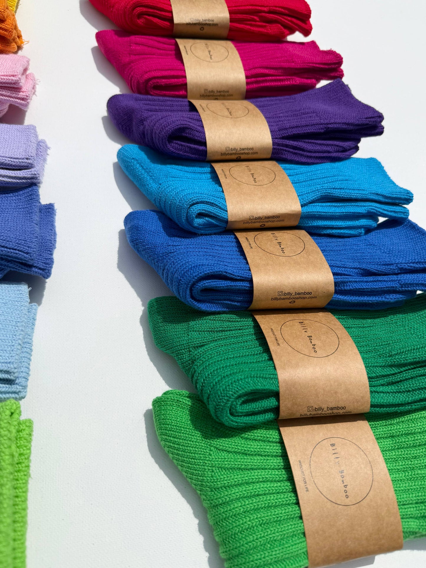 RIBBED COTTON HIGH SOCKS - Crystal bright