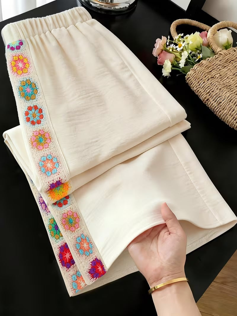 Wide Leg Flower Pants