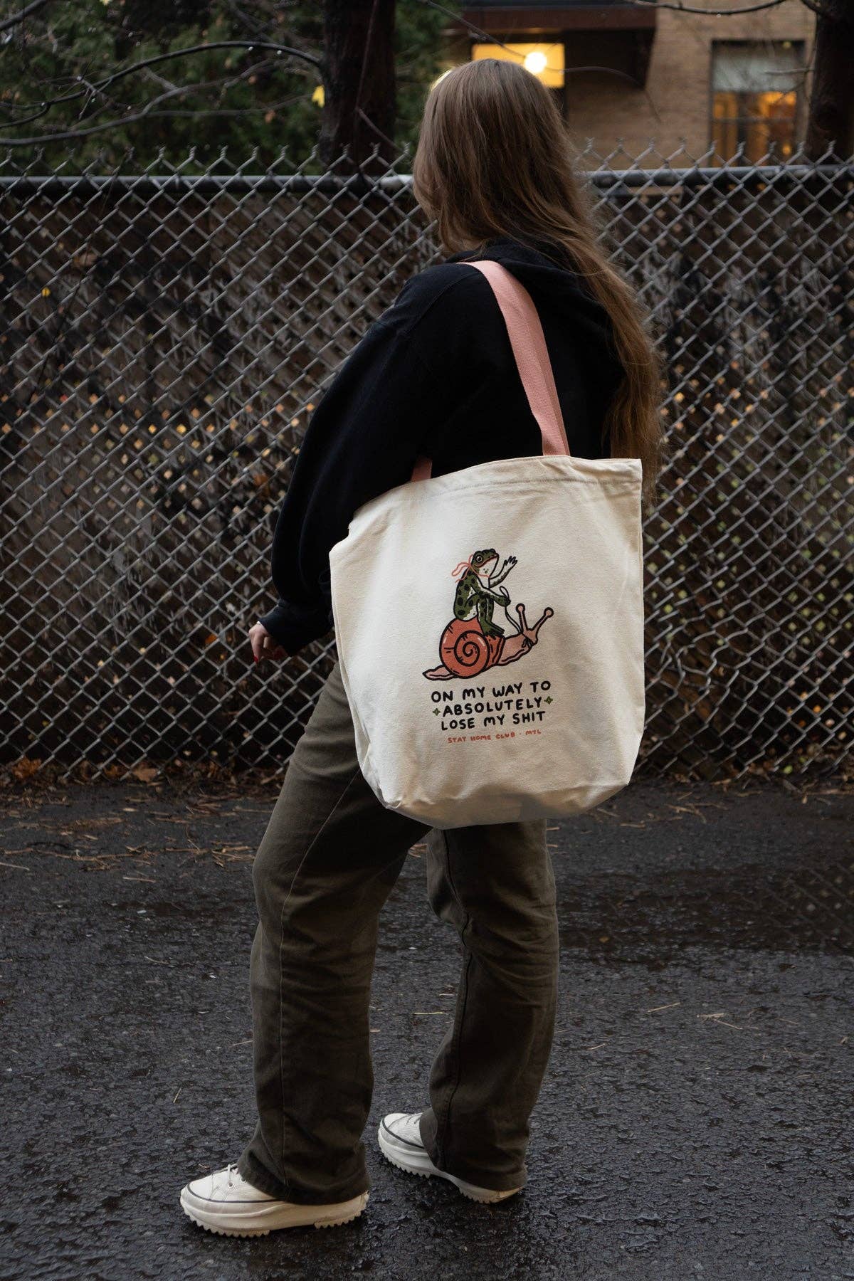 On my way to absolutely Lose my Shit Big Zip Tote  | Huge Zippered Canvas Tote - stay home club