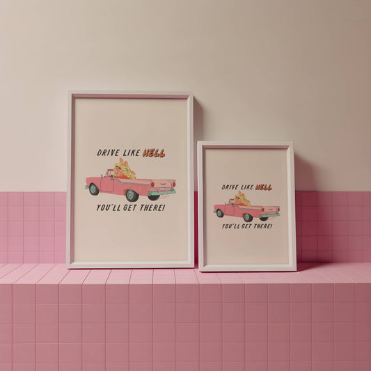 Miss Piggy Drive Like Hell Art Print
