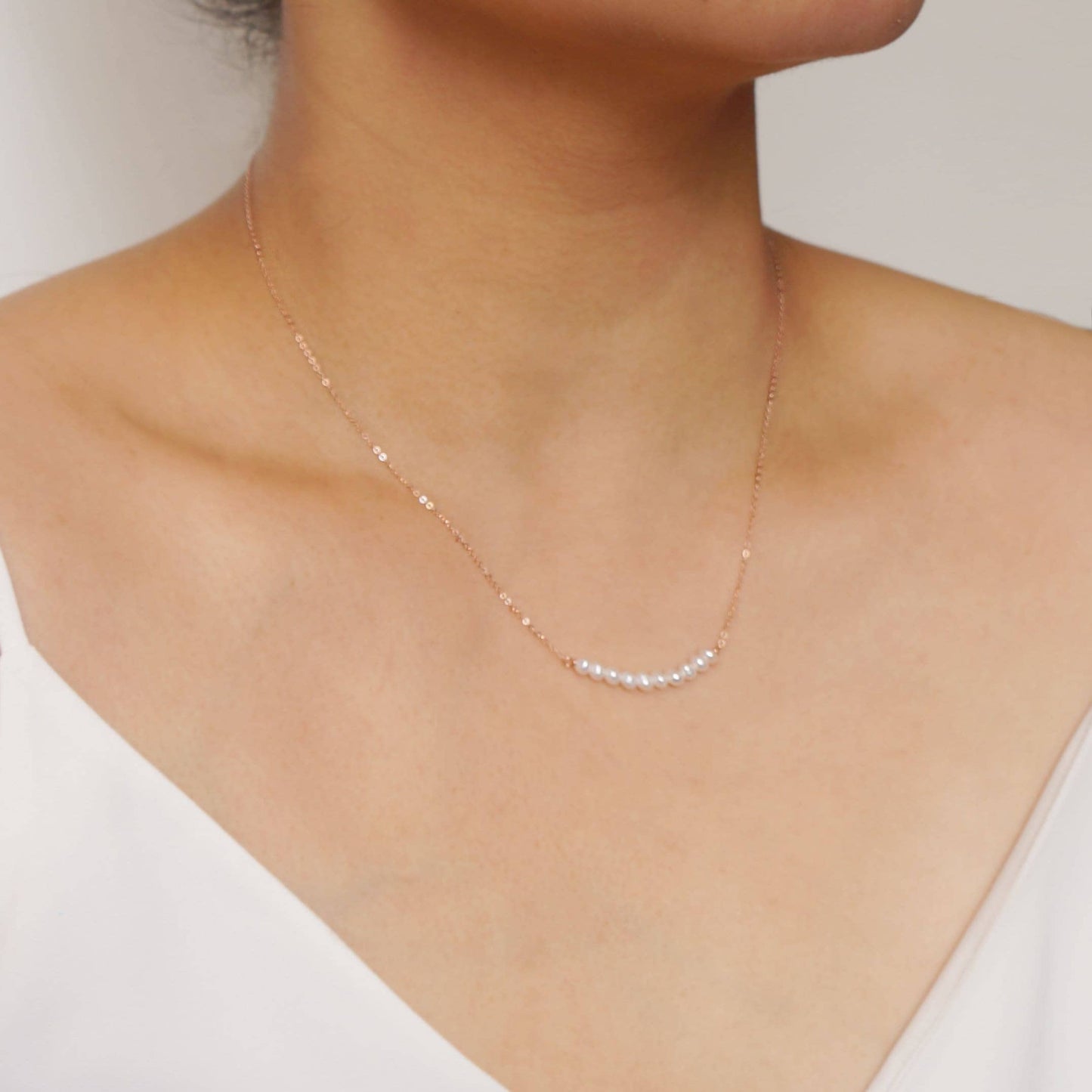 Hunter and Trove- Freshwater Pearls on 14K Rose Gold fill Necklace (Grace)