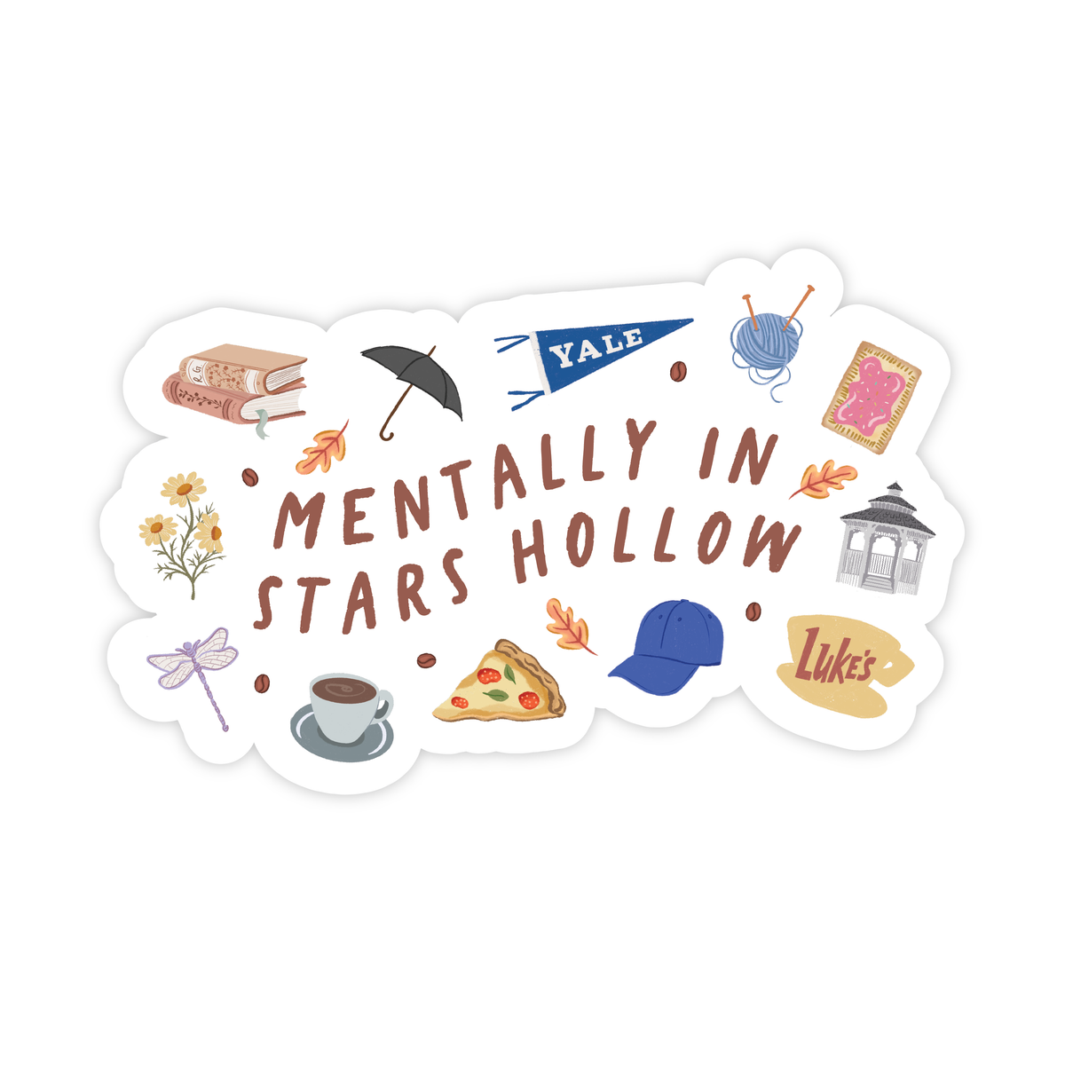 Mentally in a Cute Fall Town - Y2k Cozy Fall Vinyl Sticker