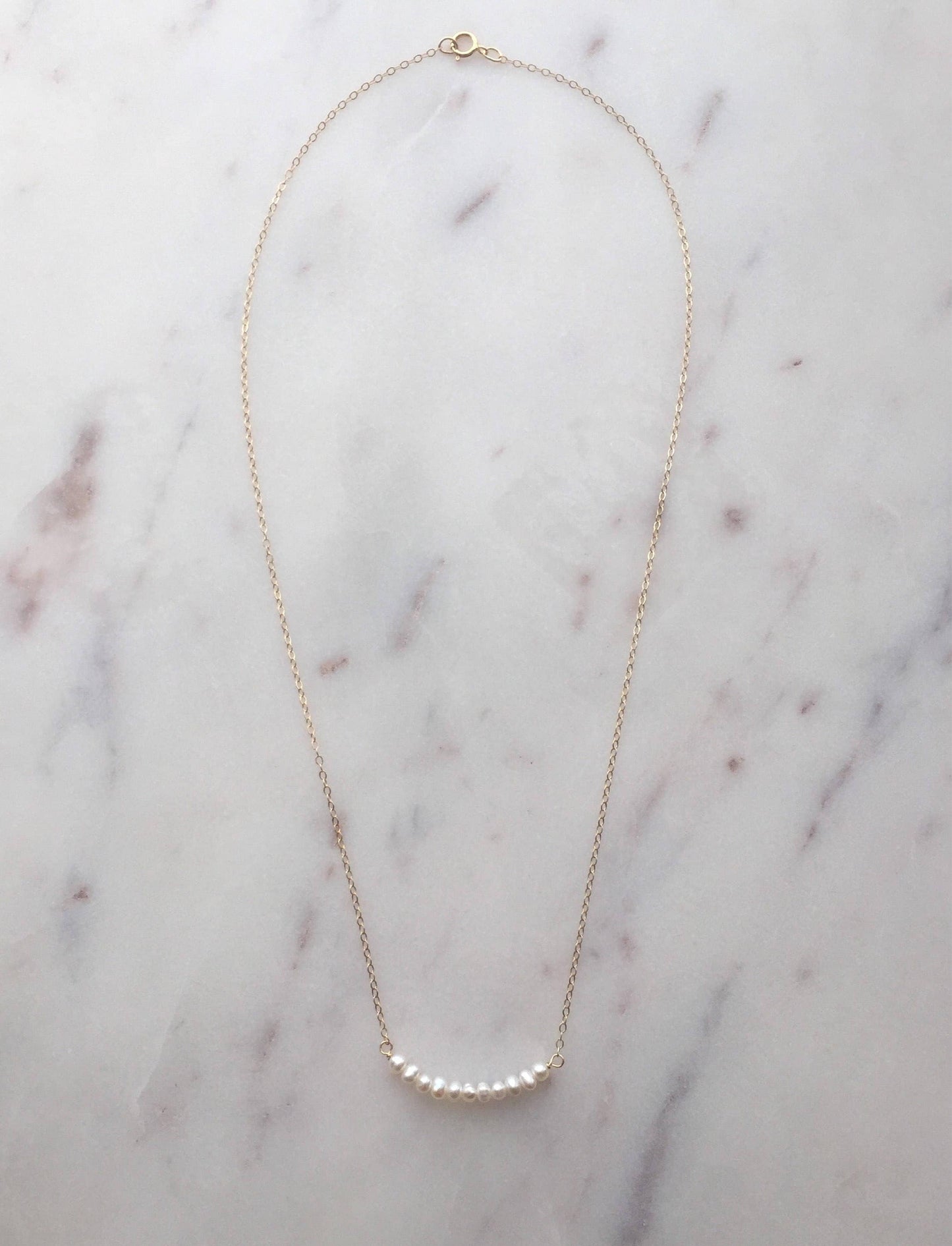 Hunter and Trove- Freshwater Pearls on 14K Rose Gold fill Necklace (Grace)