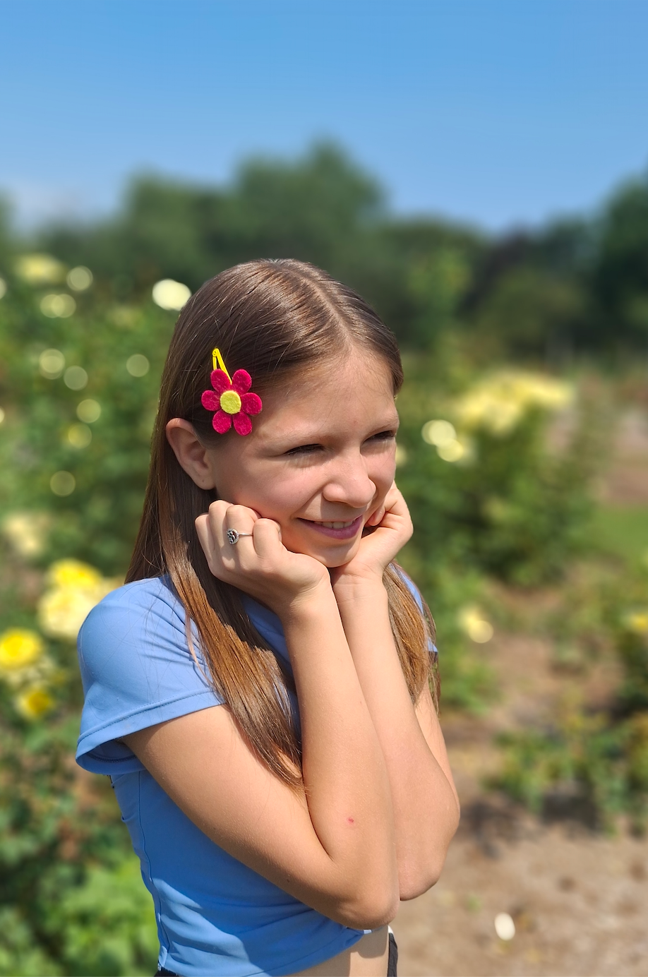 Pink Flower Barrettes | Felt Barrettes | Hair Accessories