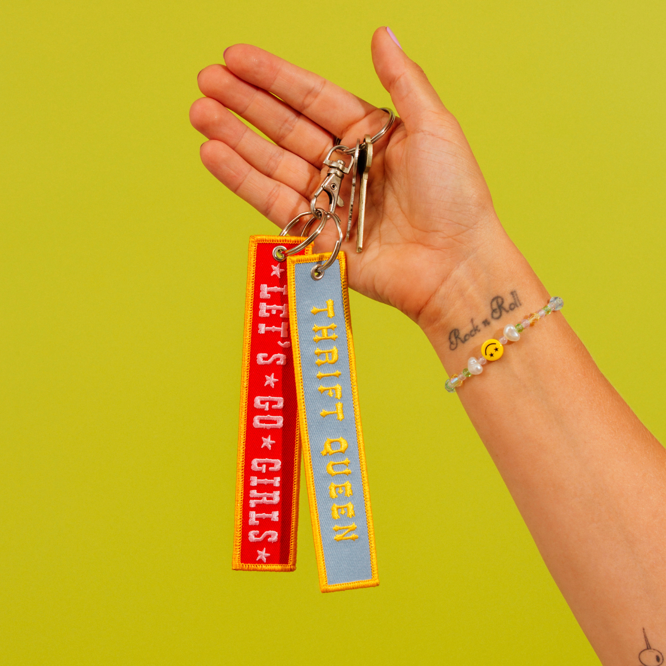 Let’s Go Girls Embroidered Keychain