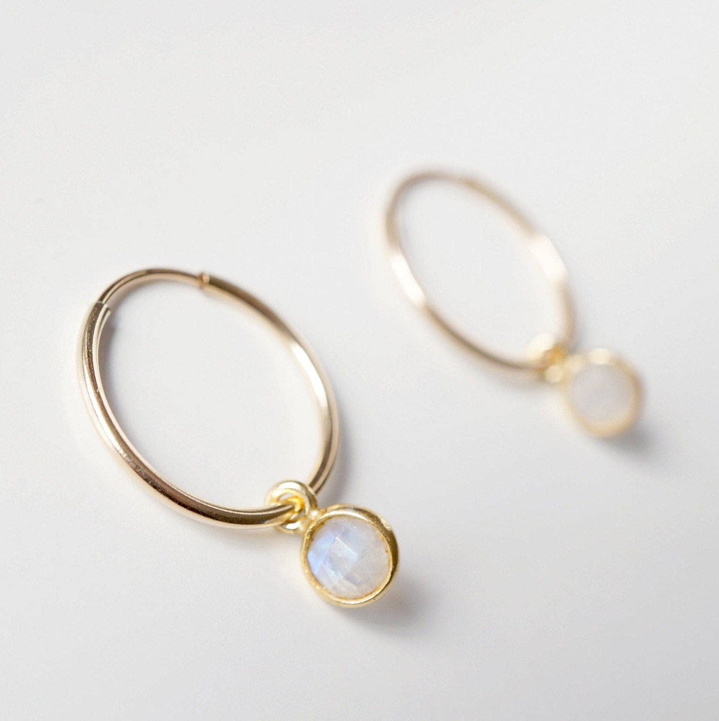 Hunter and Trove- Moonstone 14K Gold fill Gold Hoop Earrings (Valais)