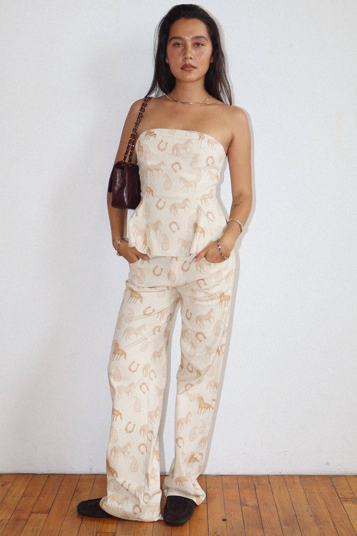 Horseshoe Print Strapless Top