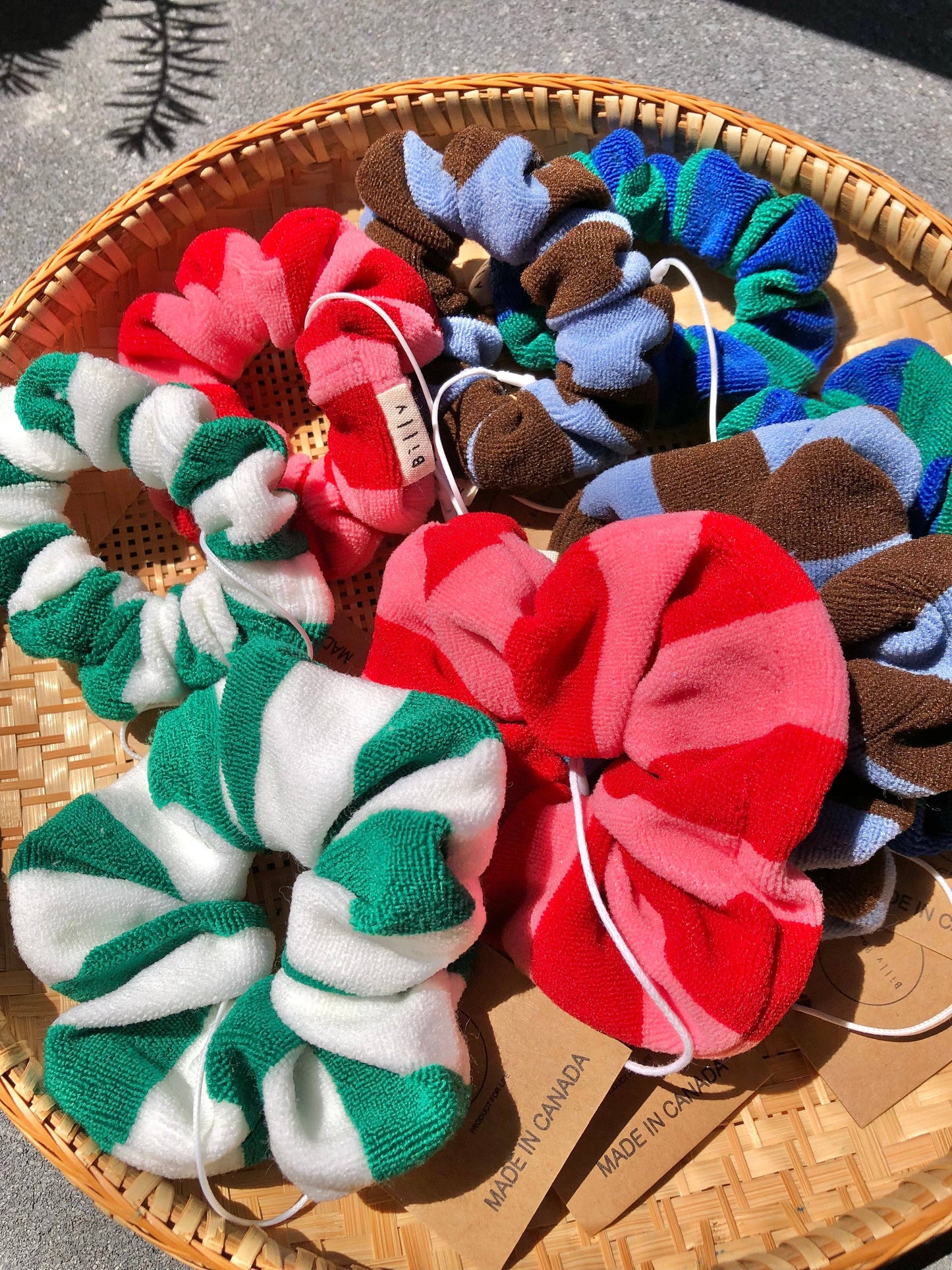 TOWELING STRIPE SCRUNCHIES