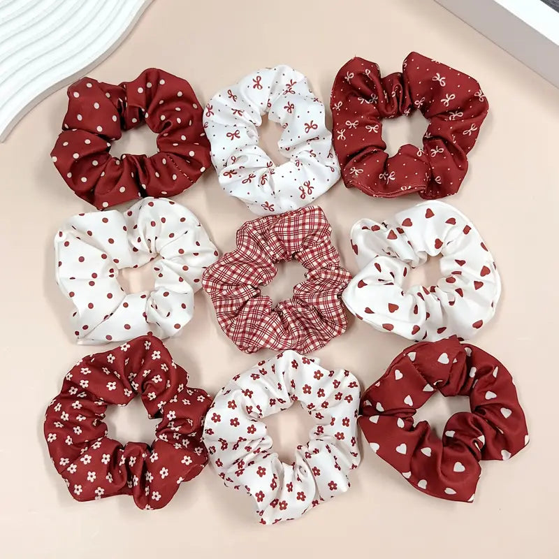Lace Flower Red Plaid Scrunchie