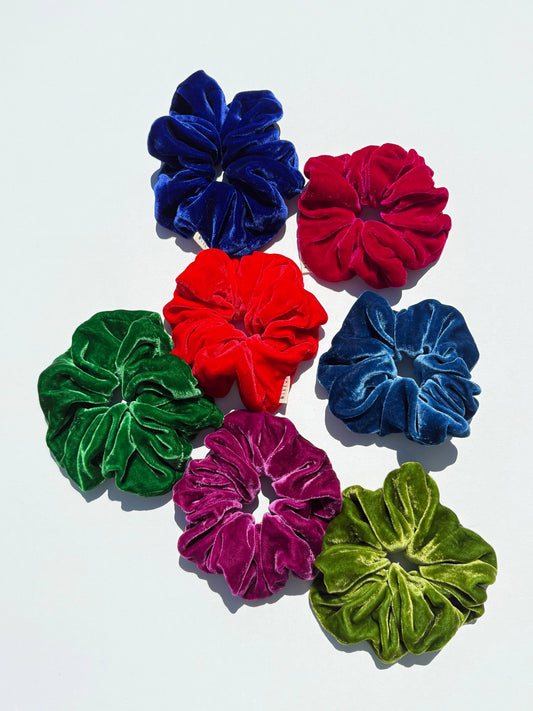 Billy Bamboo SILK VELVET SCRUNCHIES - crystal bright