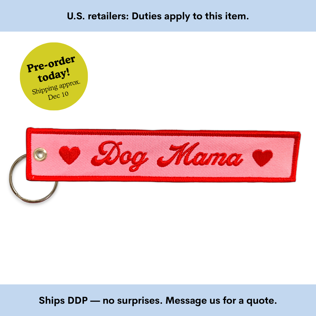 Dog Mama Embroidered Keychain