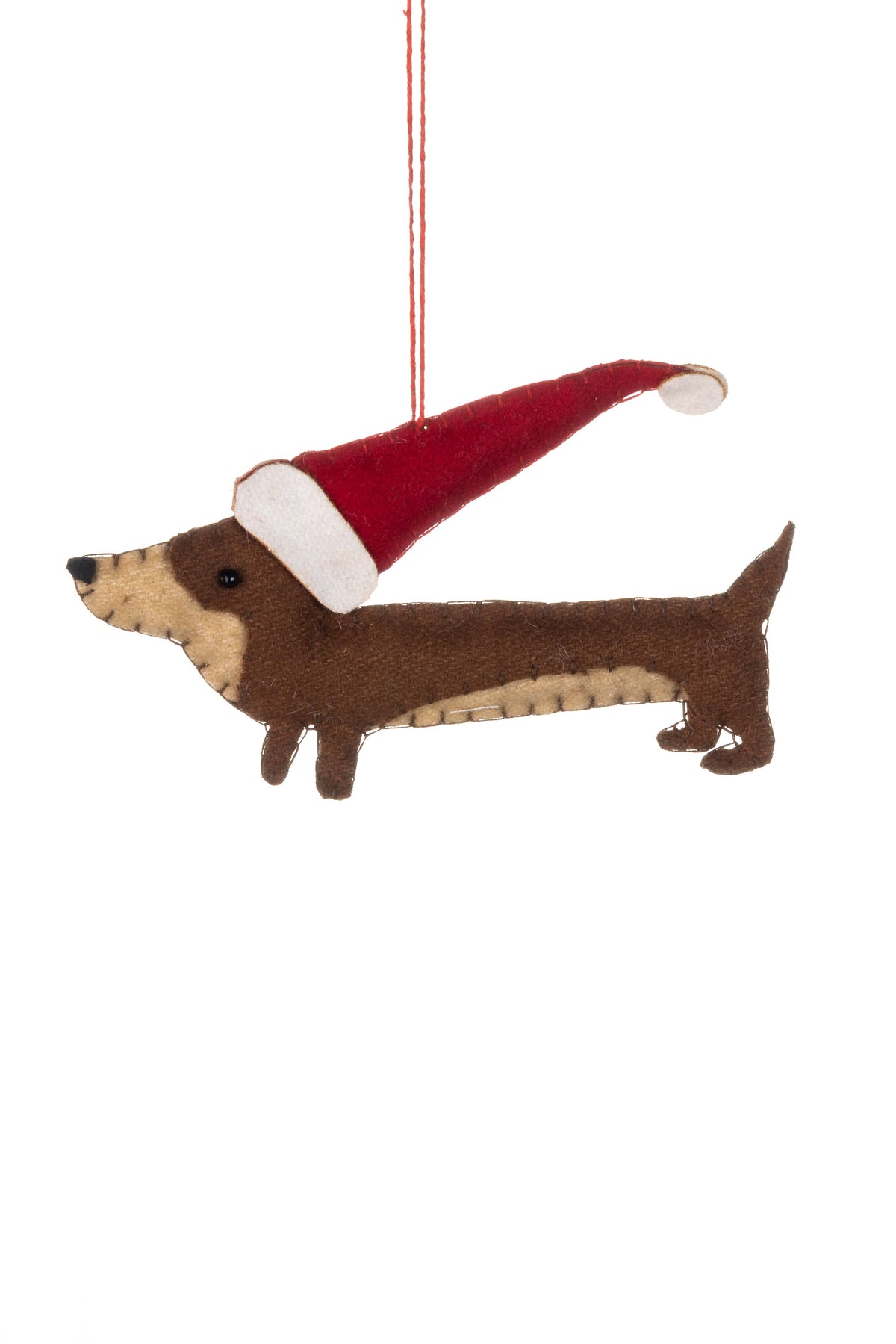 Felt Sausage Dog In Xmas Hat