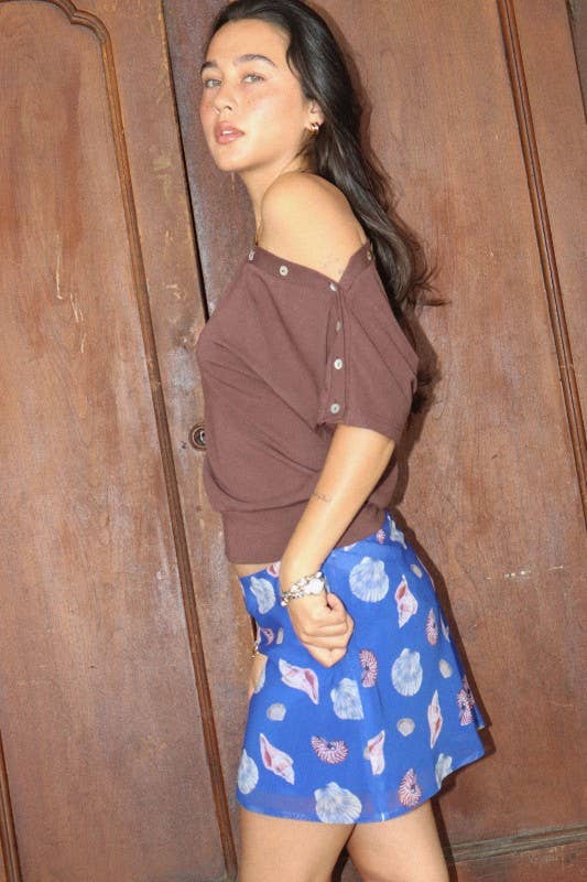 Seashell Print Mini Skirt