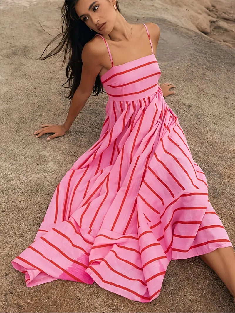 Pink Striped Maxi Dress