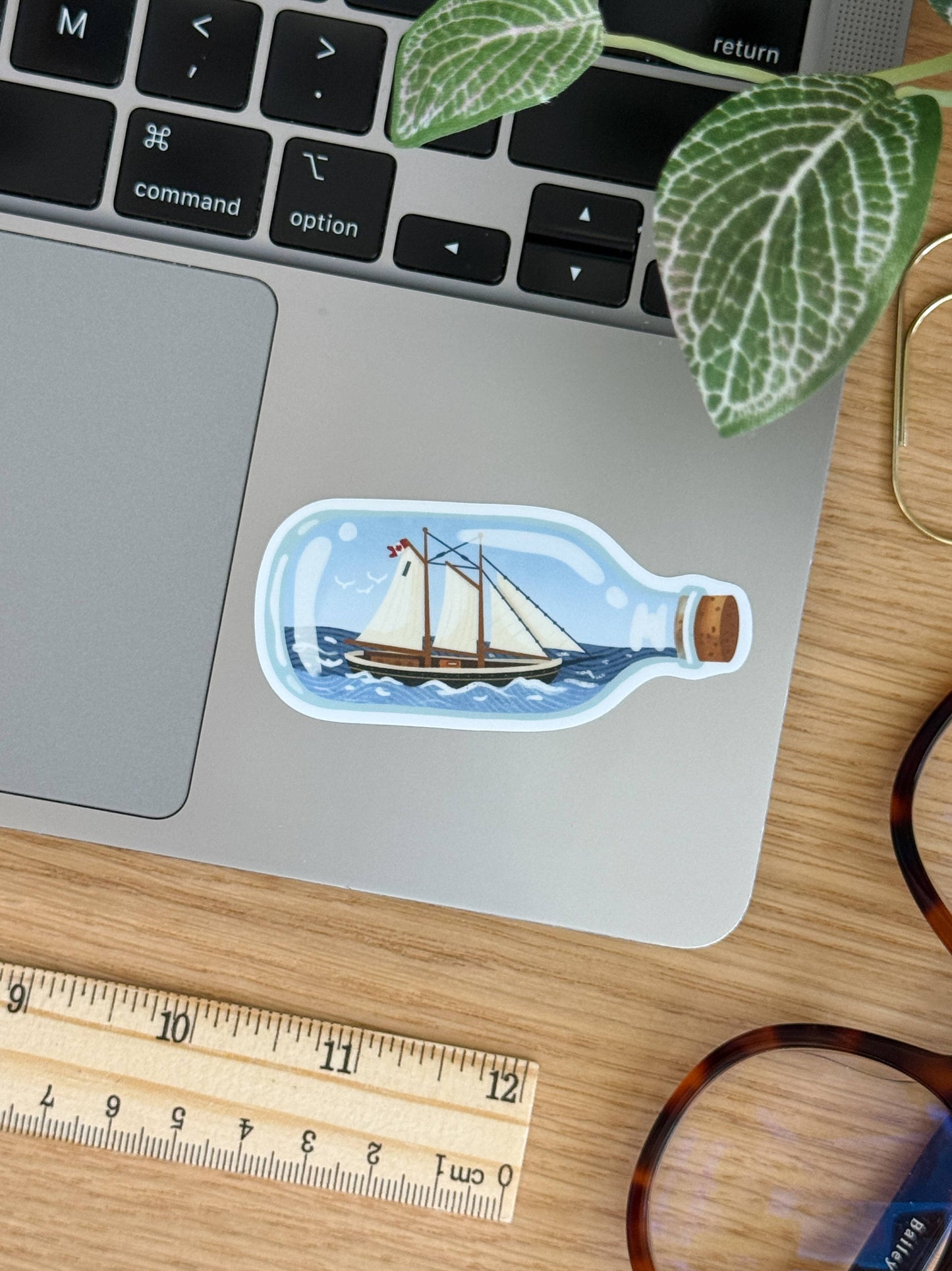 Ship In A Bottle - East Coast Schooner Vinyl Sticker