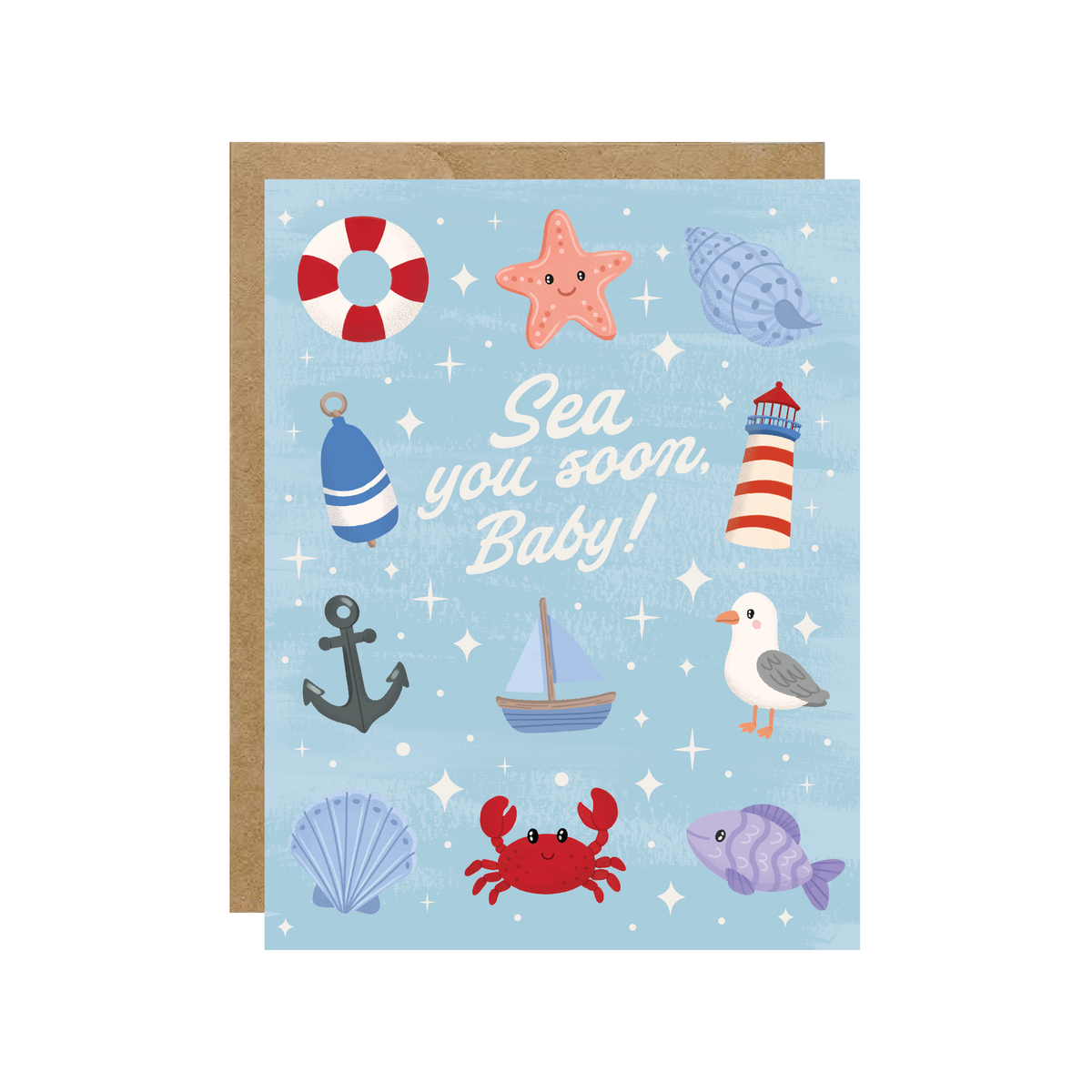 Sea You Soon Baby! - Coastal Nautical Shower Card