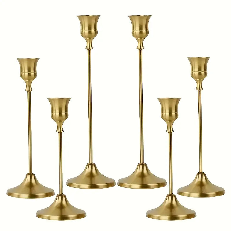 Gold Brass Black Candle Sticks