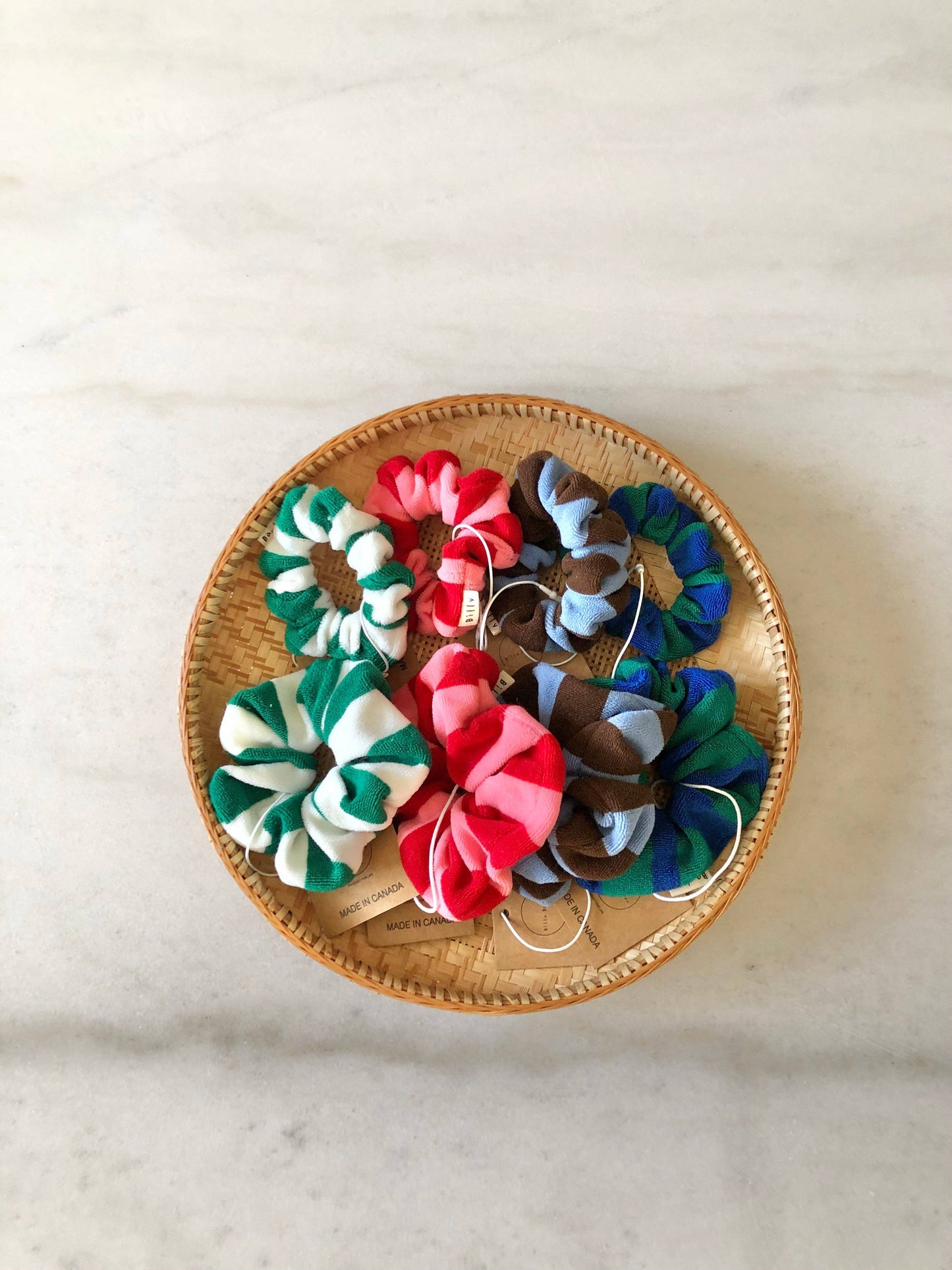 TOWELING STRIPE SCRUNCHIES