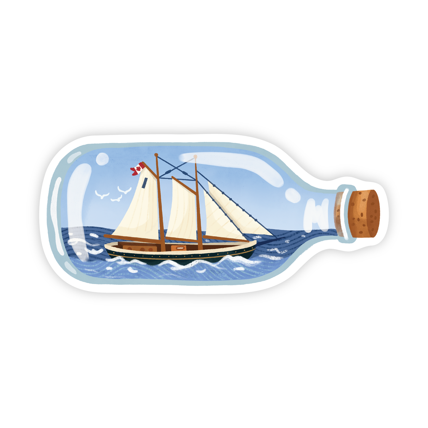 Ship In A Bottle - East Coast Schooner Vinyl Sticker