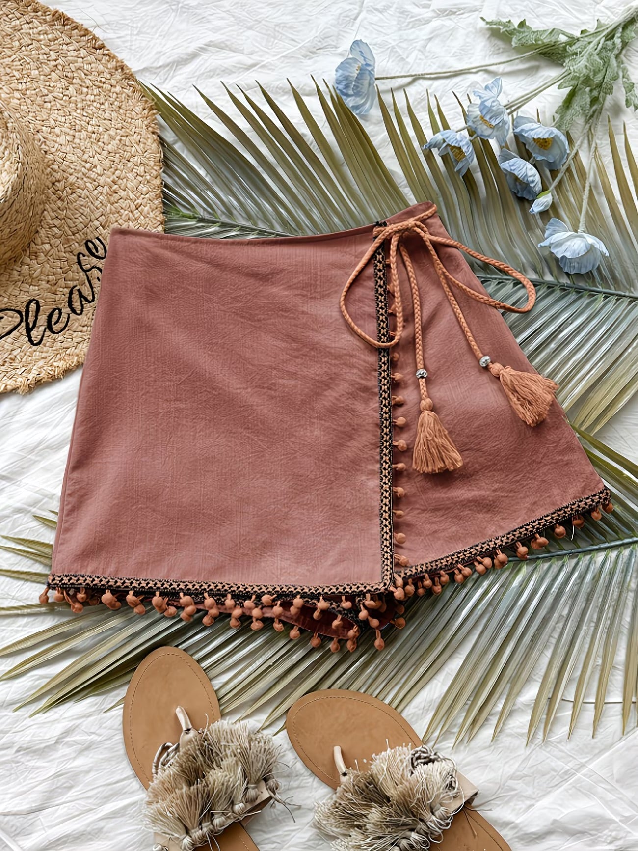 Pom Pom Wrap Skort
