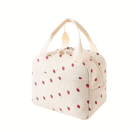 Insulated Lunch Bag Strawberry Corduroy Plaid
