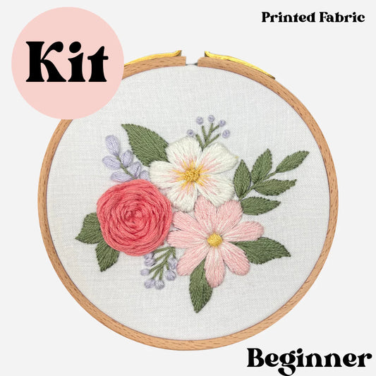 Pastel Blooms Hand Embroidery Kit