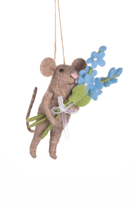 Forget-Me-Not Flower Mouse Ornament