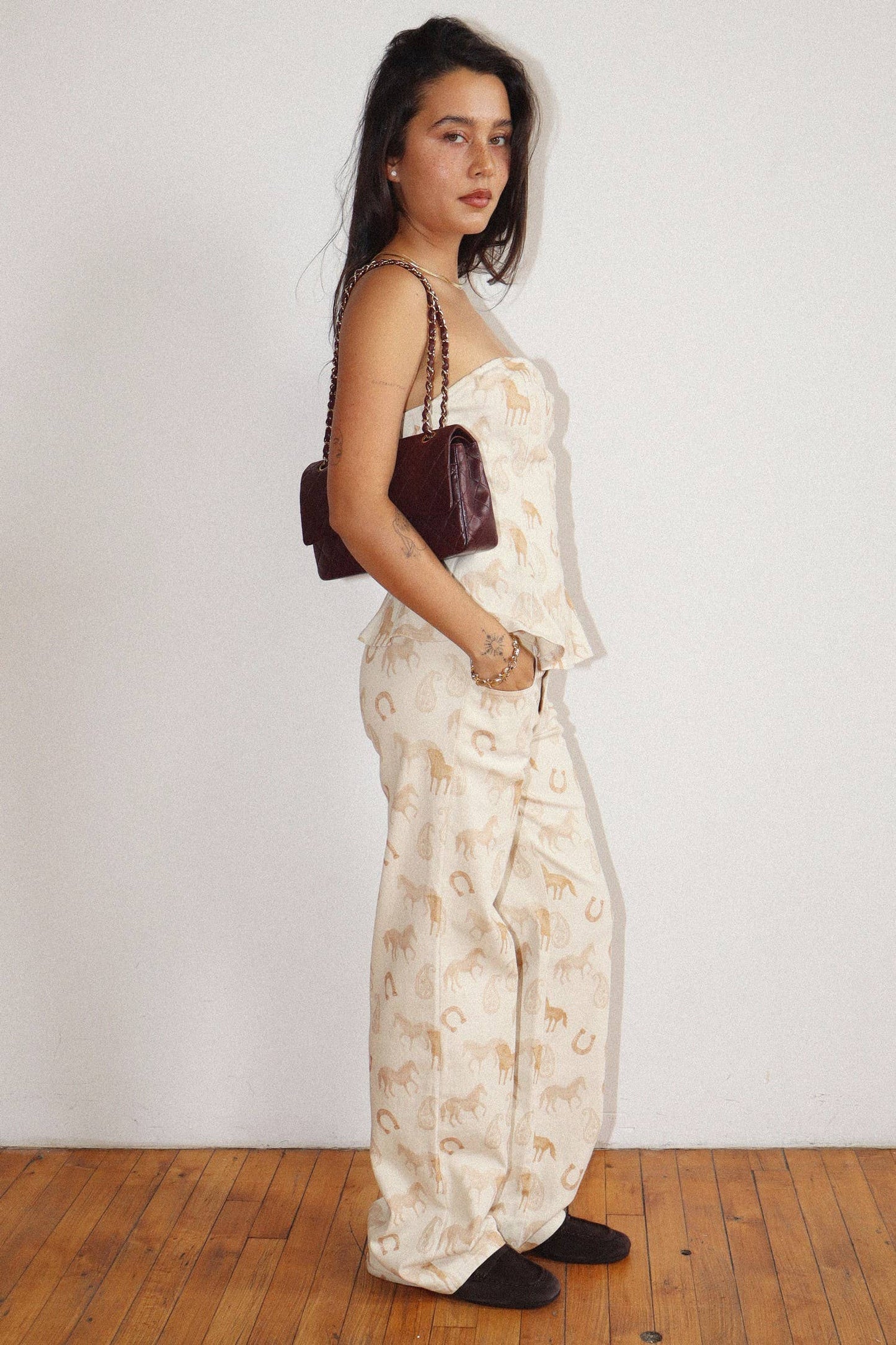 Horseshoe Print Strapless Top