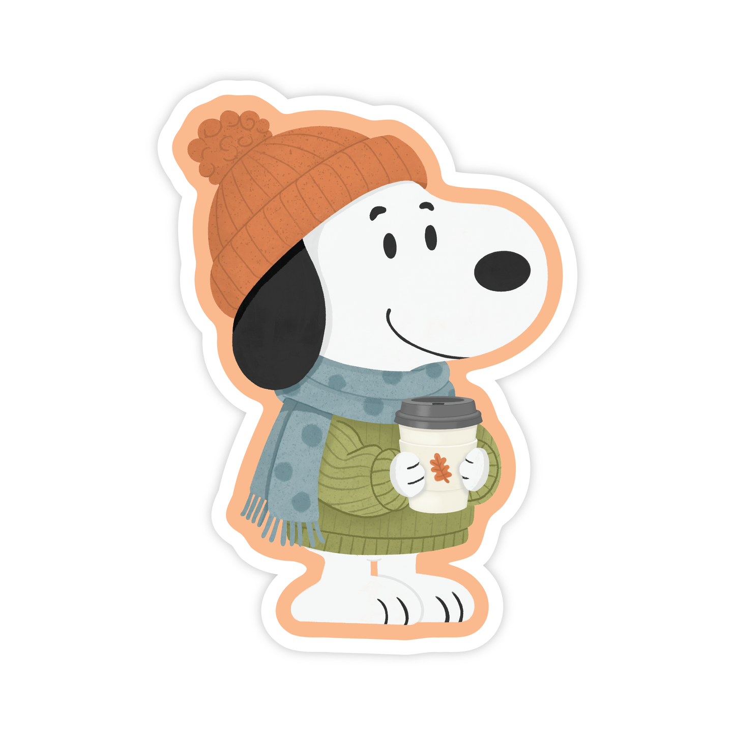 Cozy Fall Snoopy - Autumn Coffee Vinyl Sticker