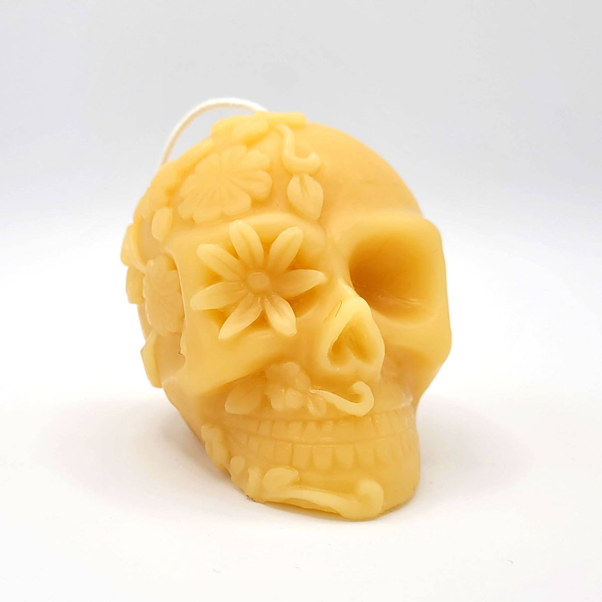 Beeswax Candle- Flower Skull