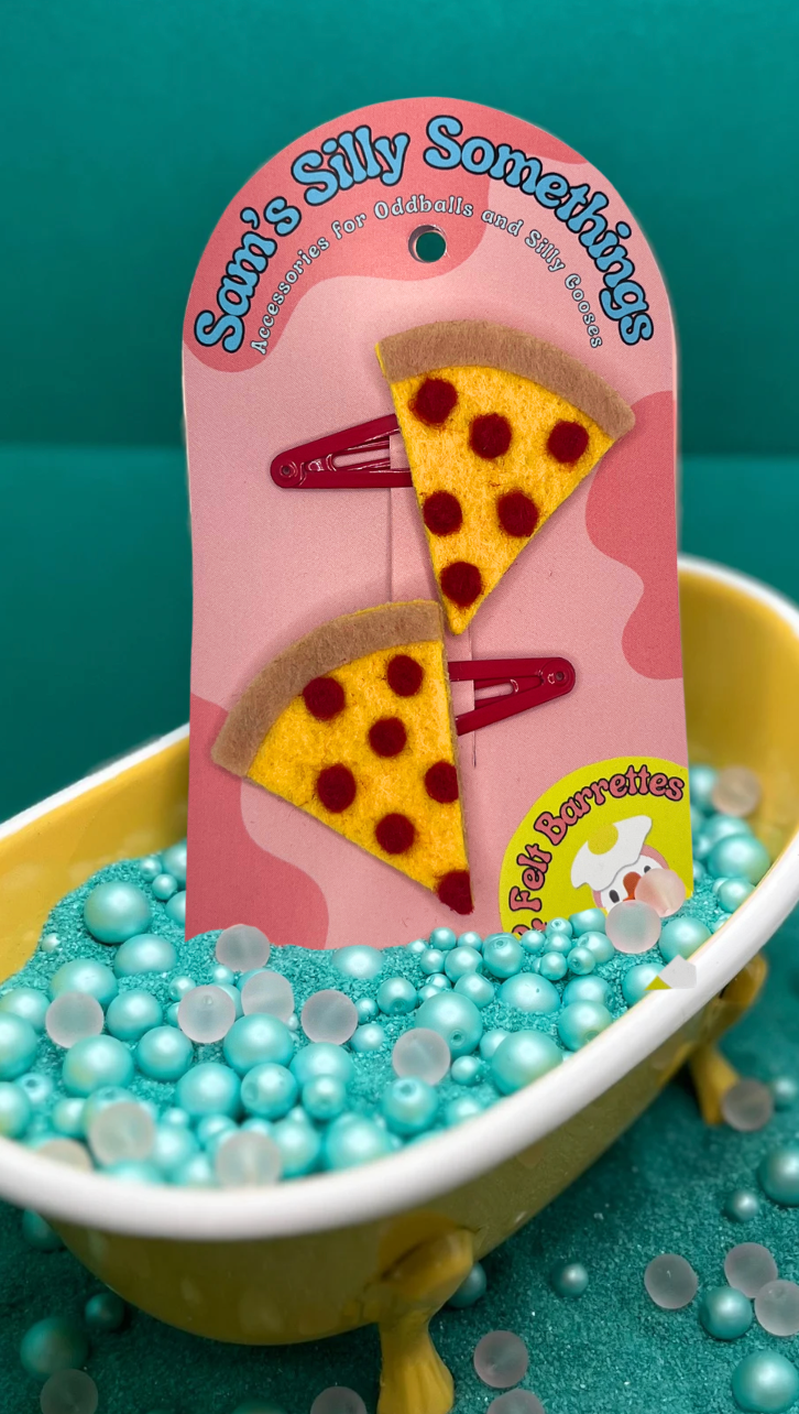 Pizza Barrettes | Felt Barrettes | Hair Accessories