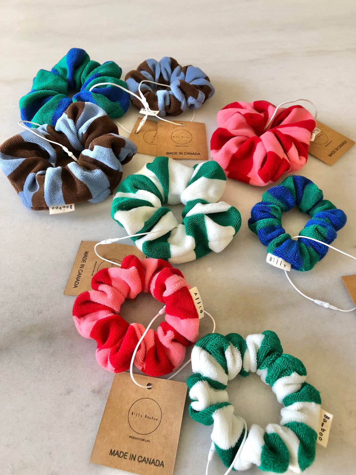 TOWELING STRIPE SCRUNCHIES