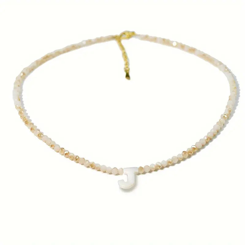 Initial Crystal Beaded Necklace
