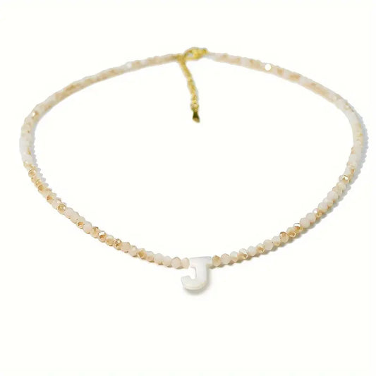 Initial Crystal Beaded Necklace