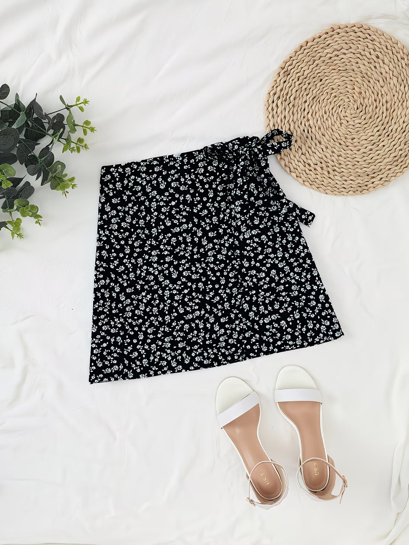 Floral wrap-around skirt
