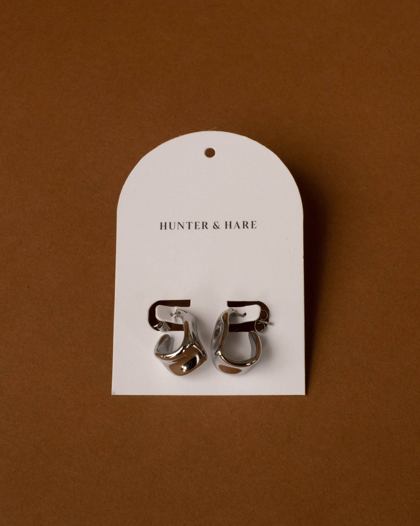 Janessa Chunky Organic Open Hoops Silver