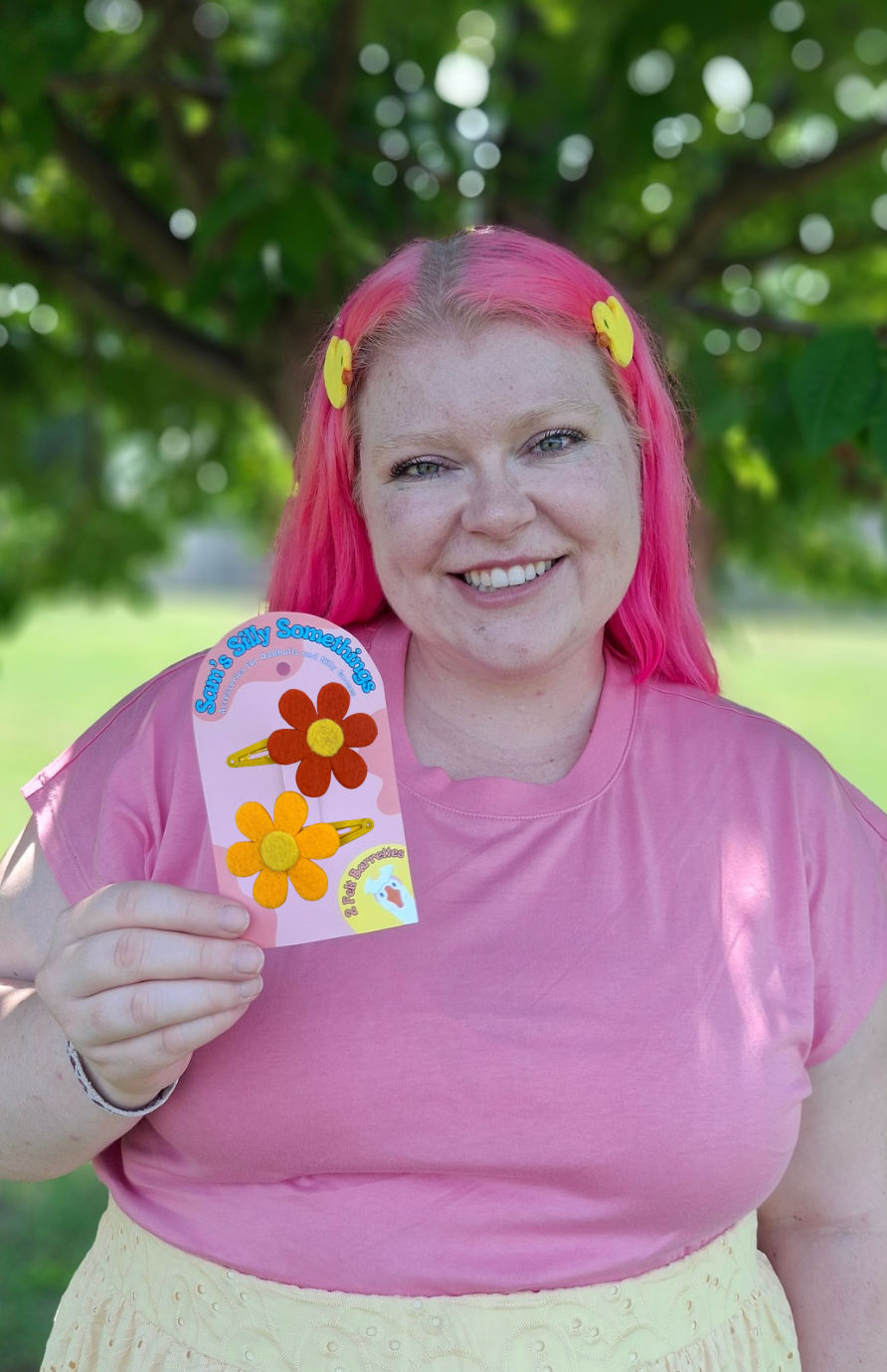 Orange Flower Barrettes | Felt Barrettes | Hair Accessories