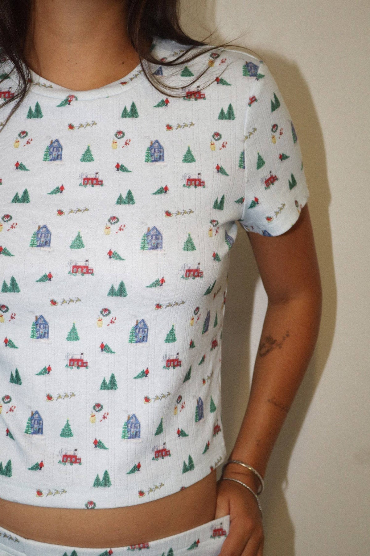 Winter Village Print Baby Tee