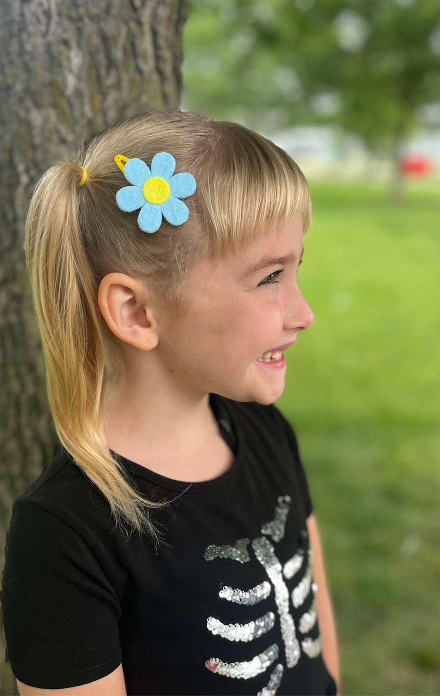 Blue Flower Barrettes | Felt Barrettes | Hair Accessories