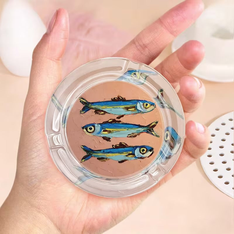 Glass Ashtray Fish Sardines