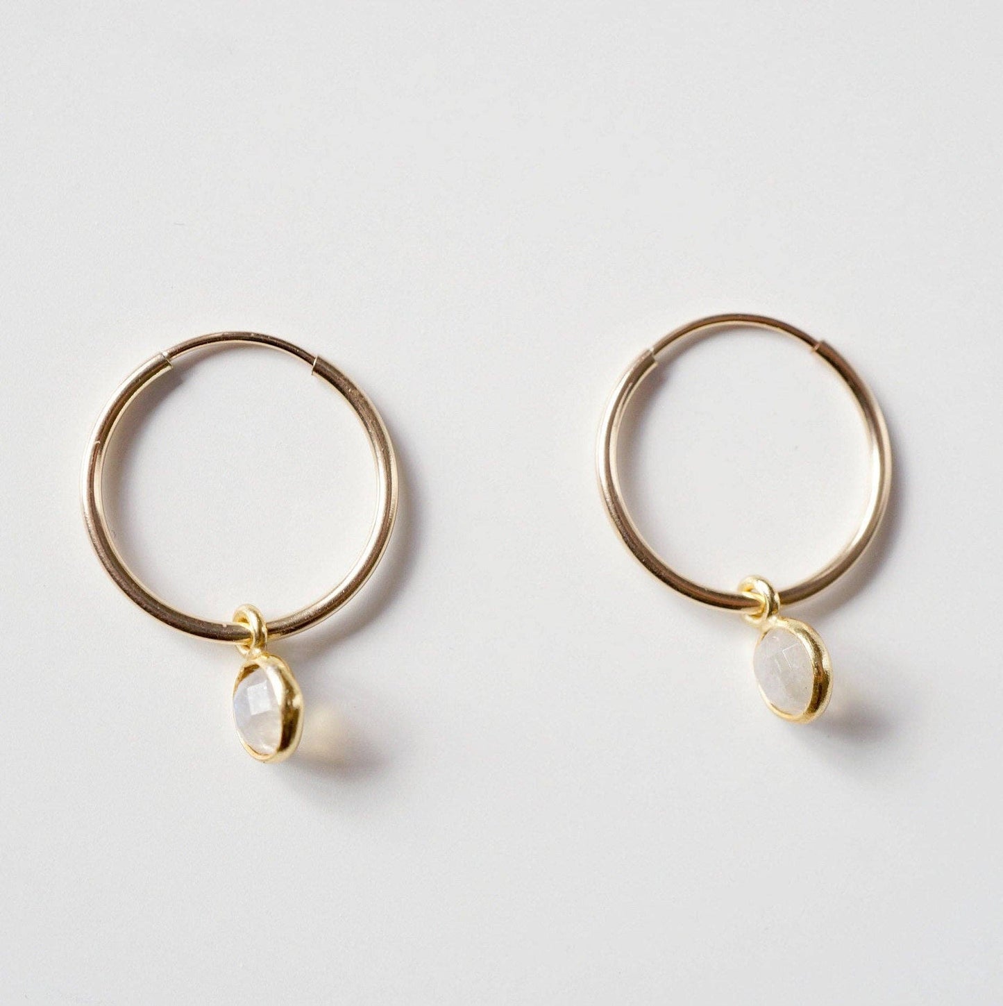 Hunter and Trove- Moonstone 14K Gold fill Gold Hoop Earrings (Valais)