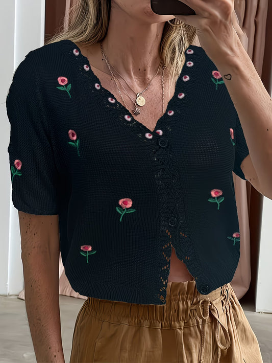 Short Sleeve Cardigan Floral