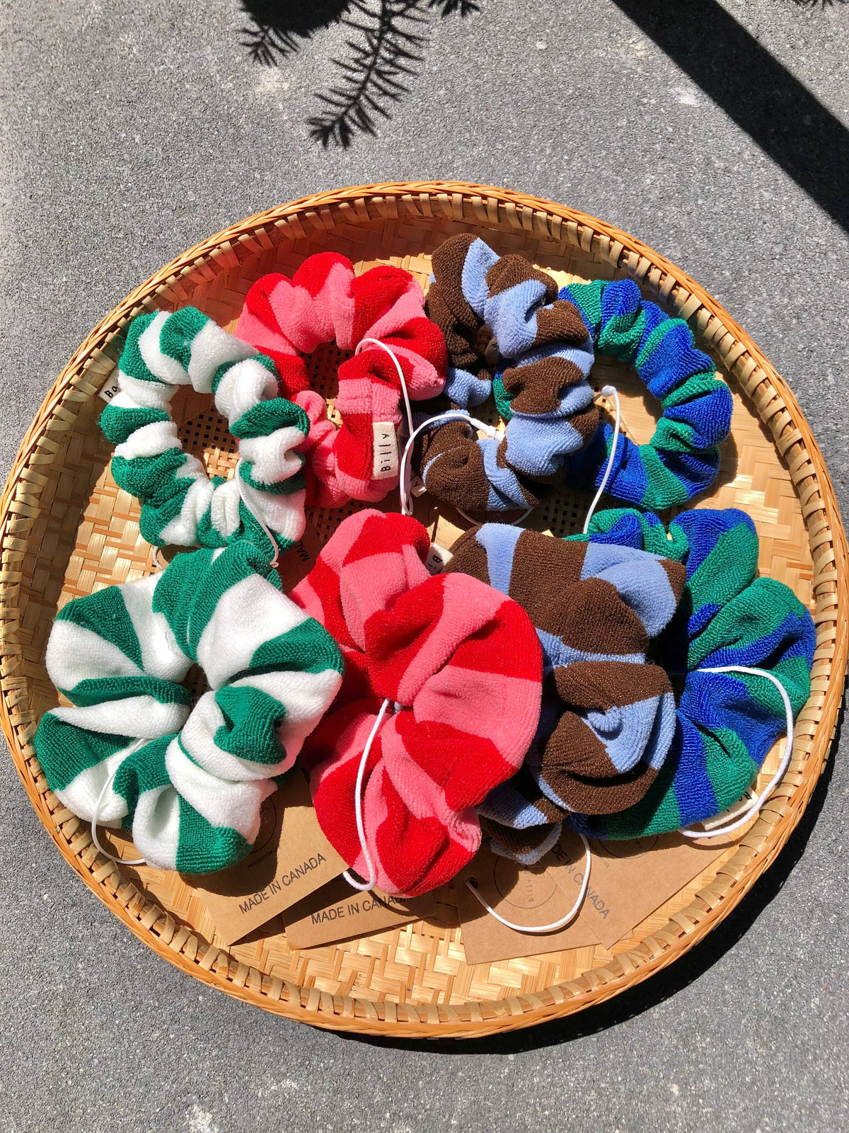 TOWELING STRIPE SCRUNCHIES