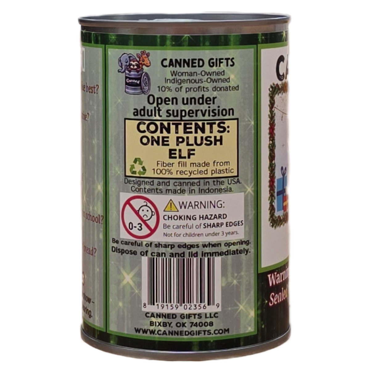 Canned Elf | Christmas Plush in a Can w/Jokes | Magical